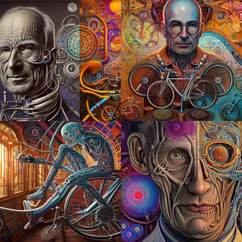 Biomechanical Portrait of Albert Hofmann in VRay Style