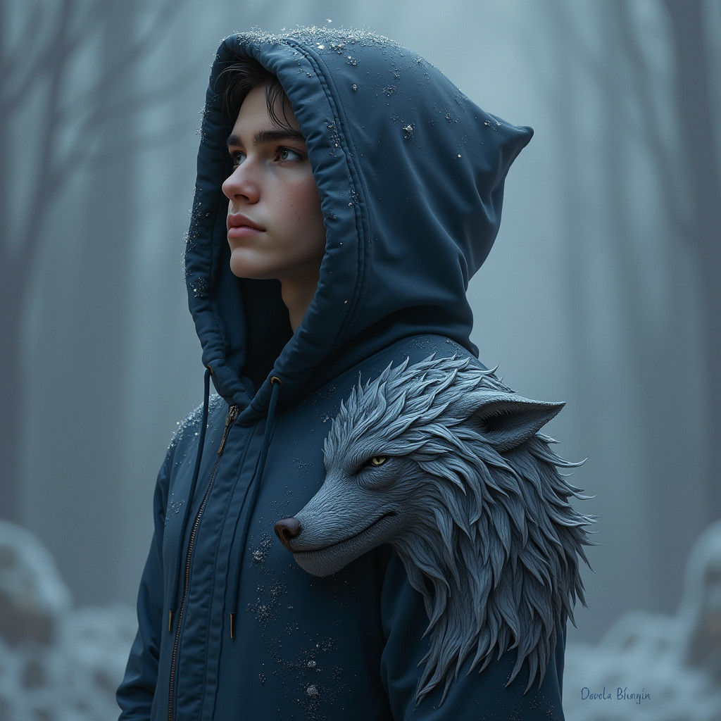 Wolf Hoodie in Digital Painting Style