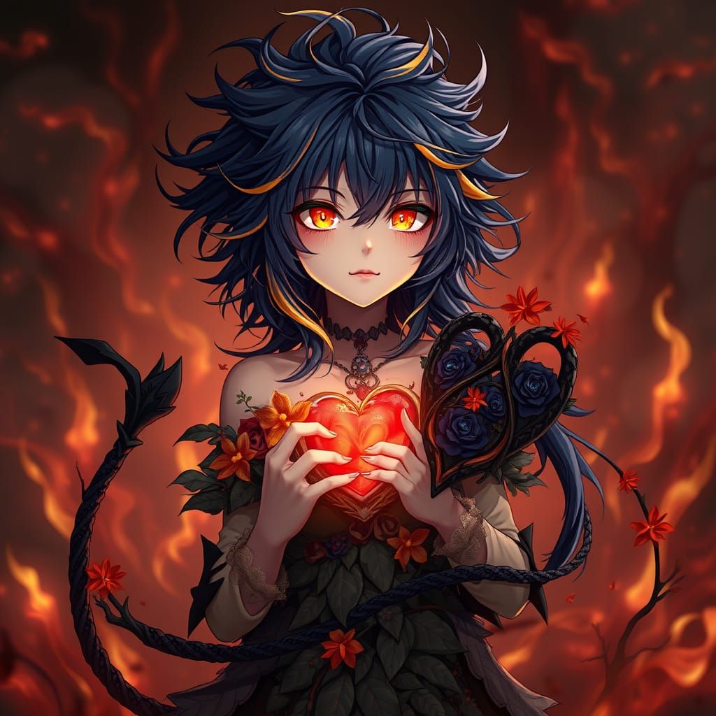 Fallen Sinner in Eerie Hellish Landscape with Unsettling Aur...