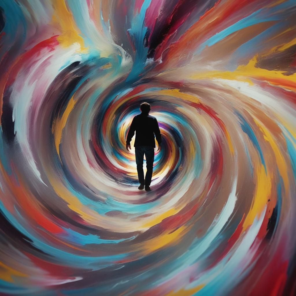Abstract Expressionism: Person in Swirling Vortex