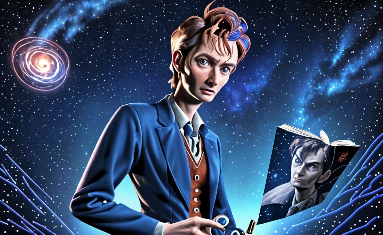 Regal Tenth Doctor Stands Ready in Starry Night