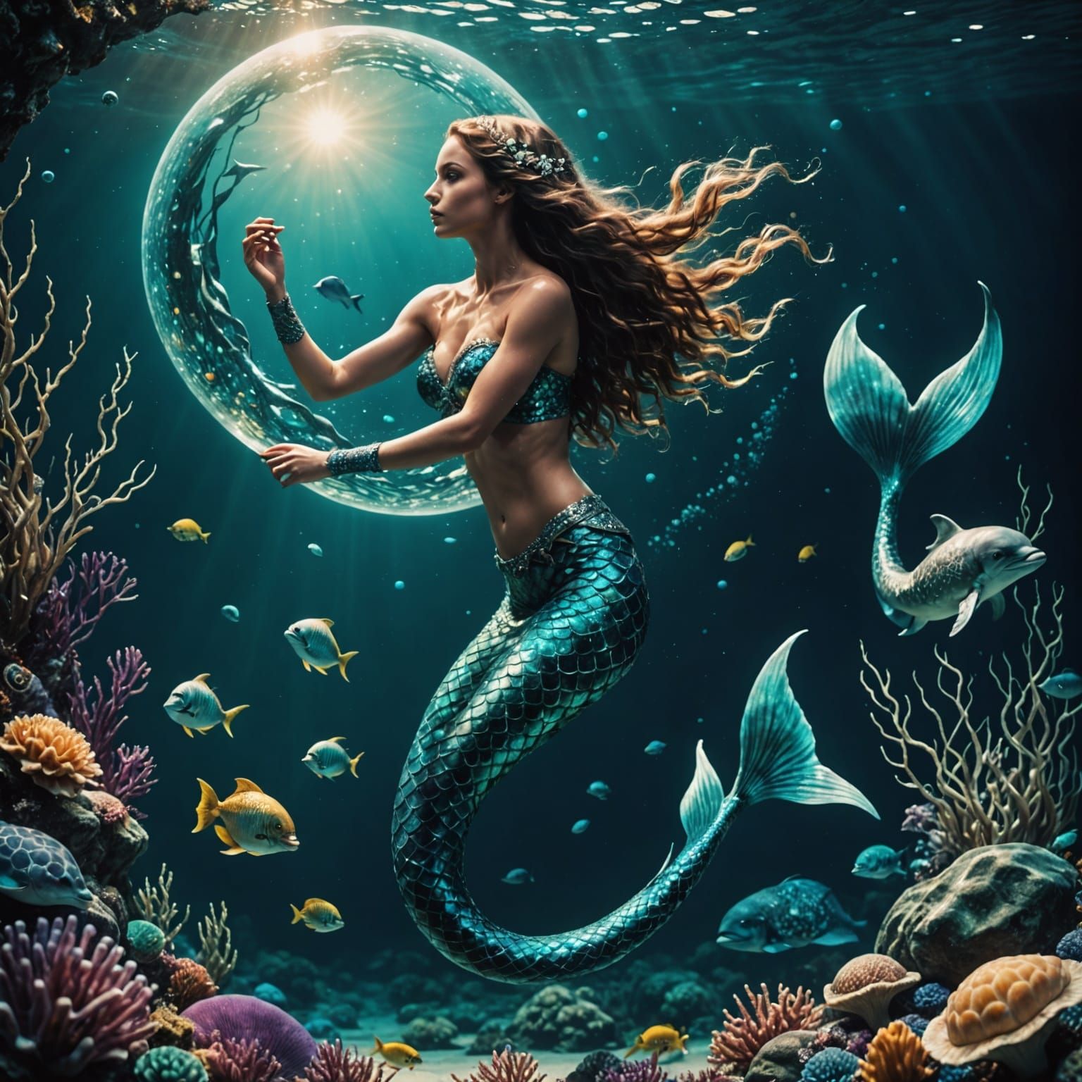 Stunning Mermaid in Cinematic Film Still