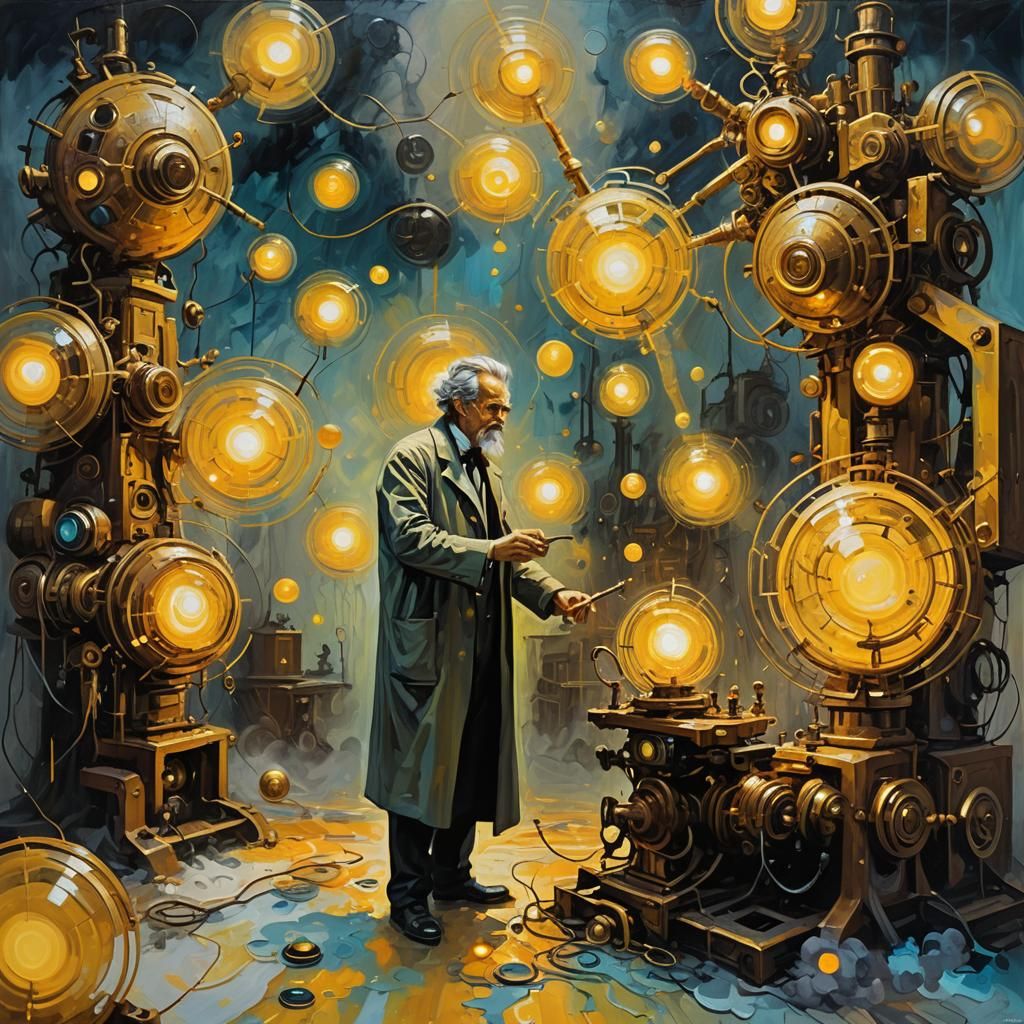 Mystic Scientist: Neo-Expressionist Oil Painting