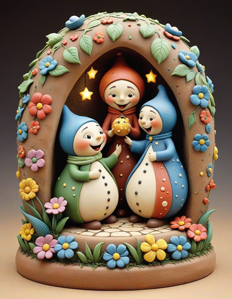 Surreal Clay Art in Soft Dough Pottery Style