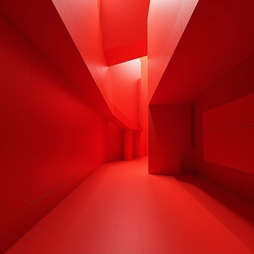 Vibrant Red Geometric 3D Abstract Art