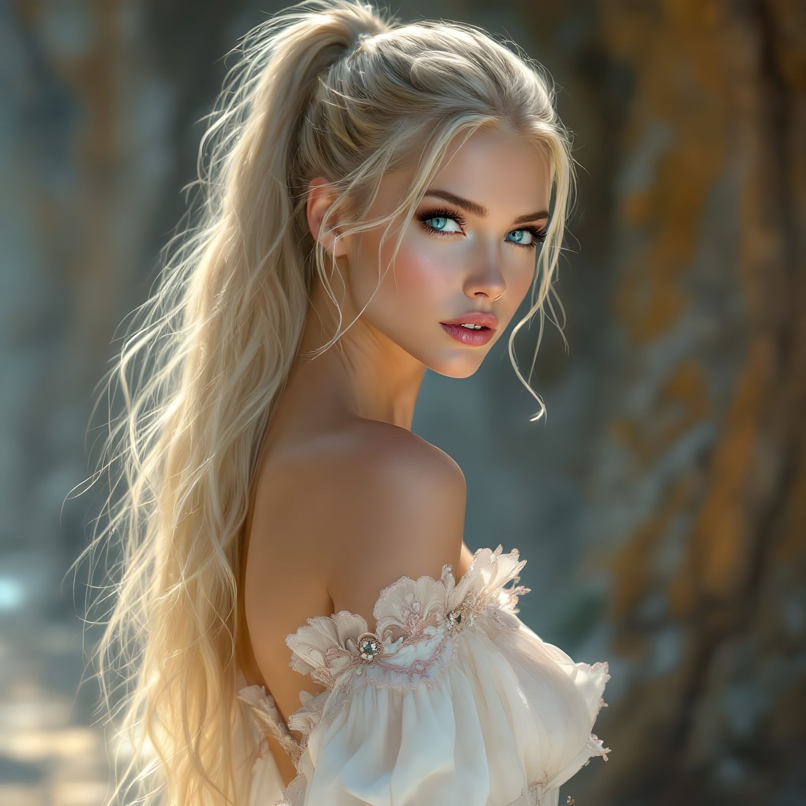 Norse Goddess in Elegant Gown