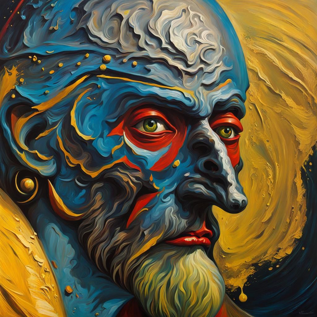 Dramatic Face Oil Painting in a Surrealist Style