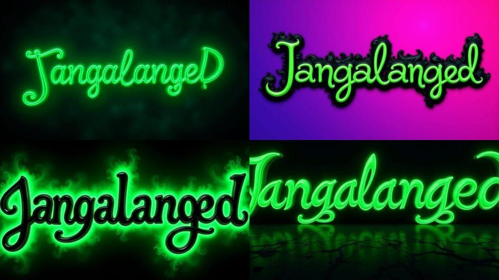 Bold Black Cursive Script with Neon Green Outline