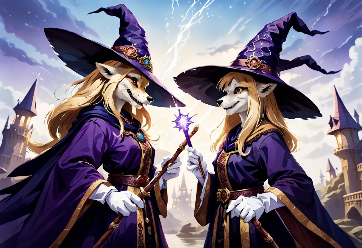 Crocodile Witches Duel with Magic Wands