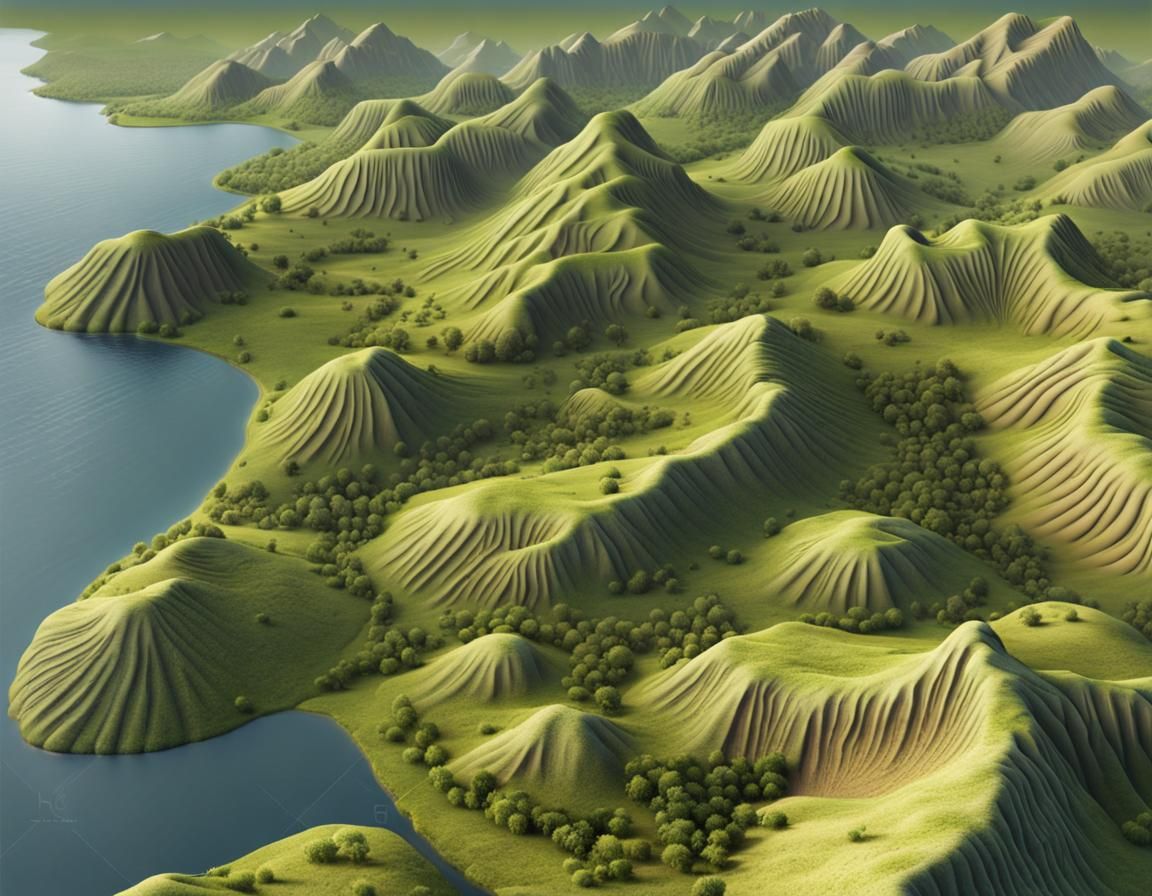 Detailed Prehistoric Pangea Landscape with Rolling Hills