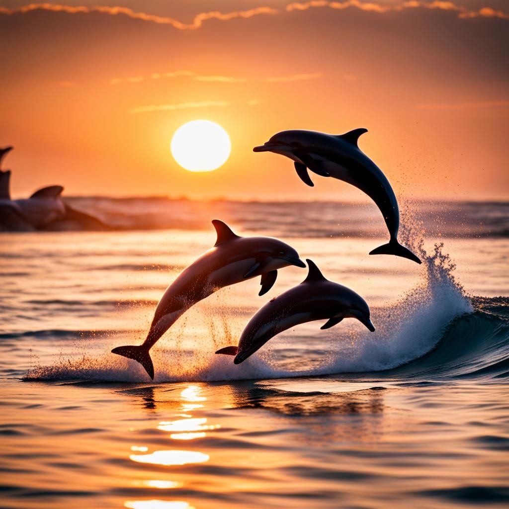 Dolphins Jumping at Sunset: Professional Photography