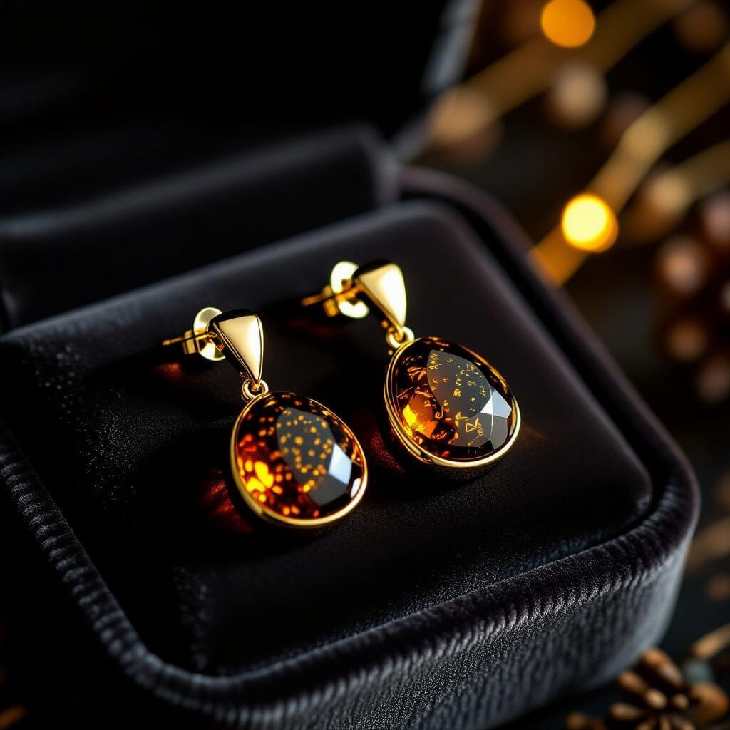 Minimalist Ukrainian Amber Earrings on Velvet