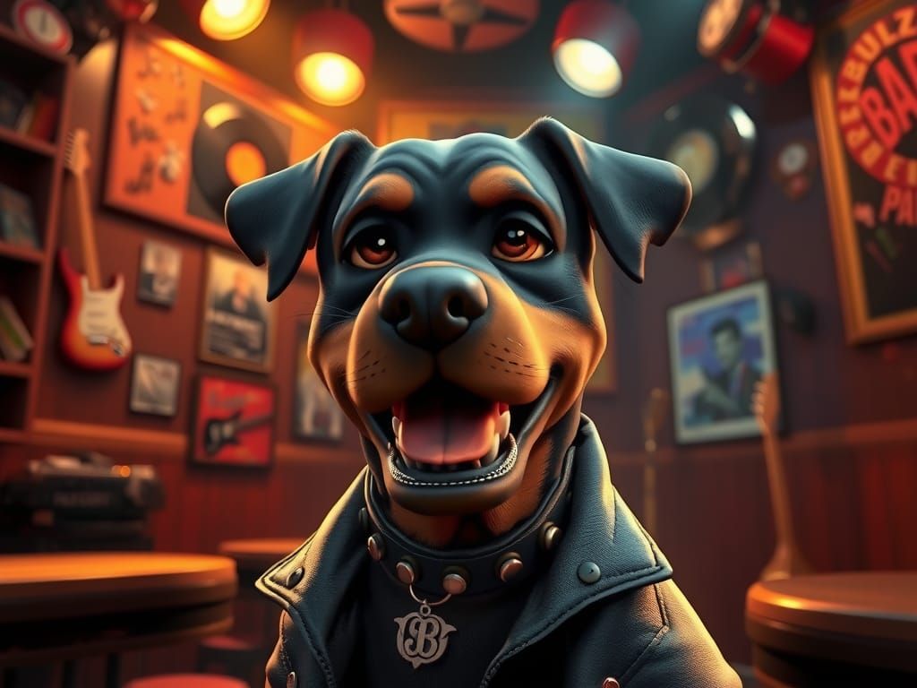 Rottweiler in Rock Bar: 3D Cel Animation