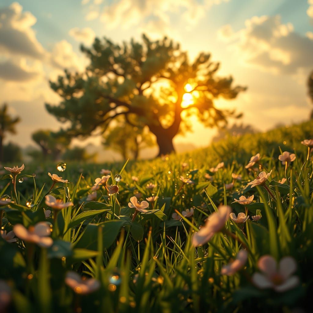 Gingham Dreamscape: Whimsical Fantasy Landscape