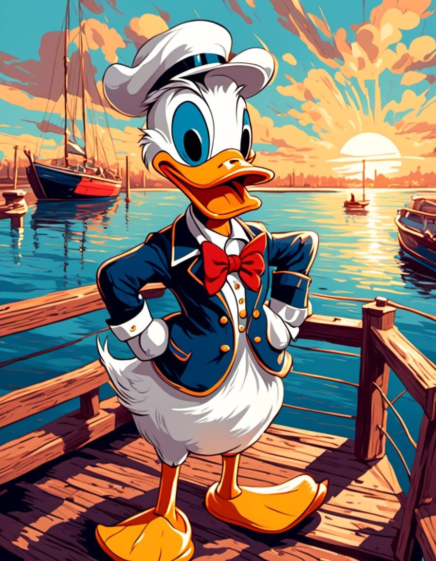 Donald Duck Illustration in Classic Disney Style