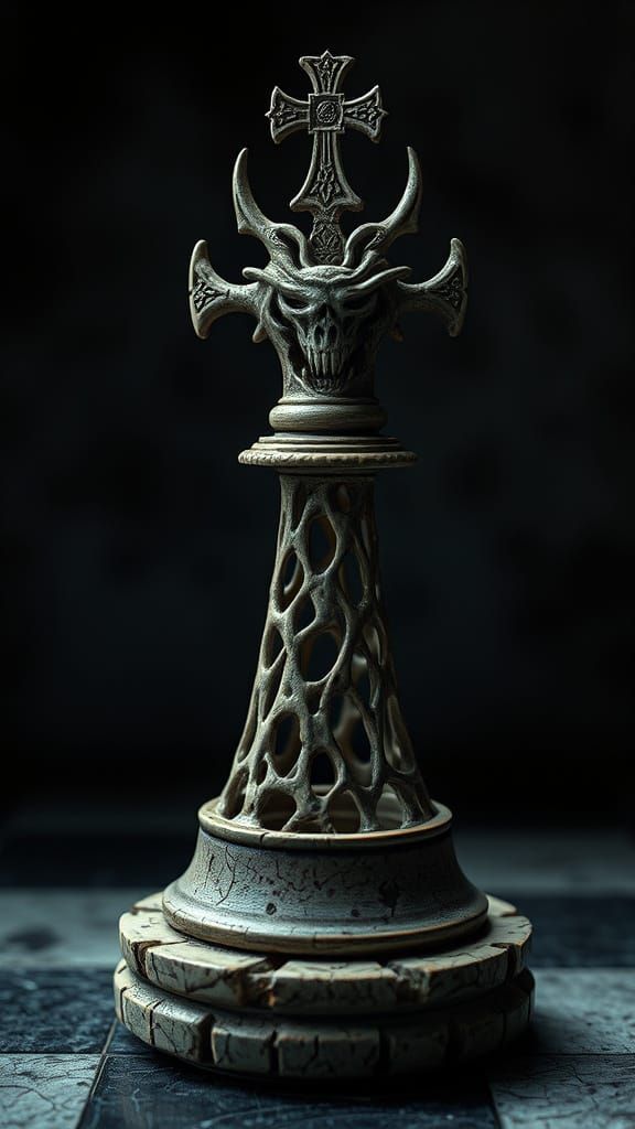 Skeletal Chess King in Dark Fantasy Style