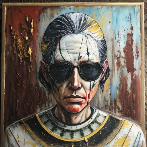 Abstract Encaustic Painting with Vibrant Colors