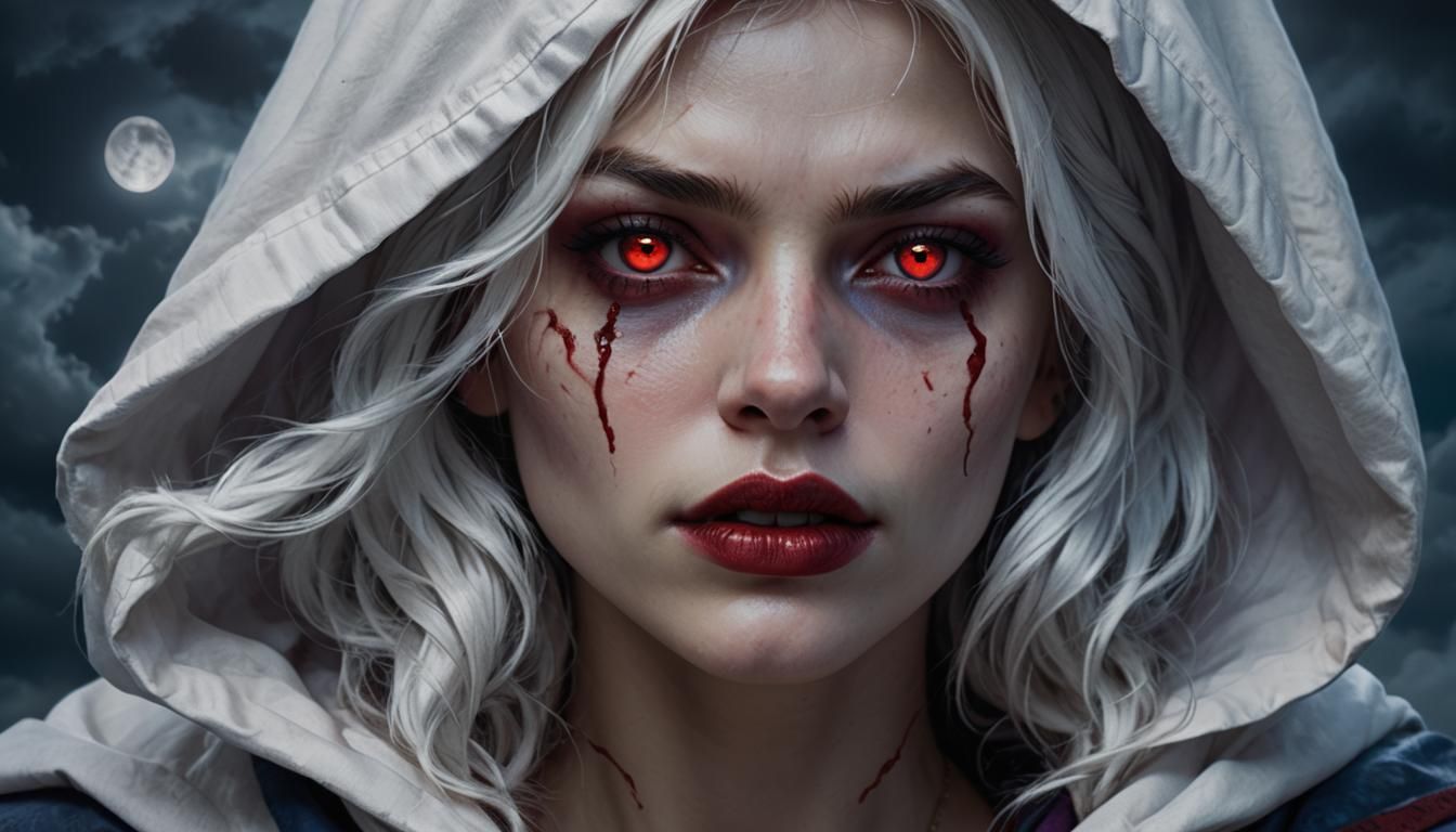 Hooded Woman with Signs of Werewolf Attack