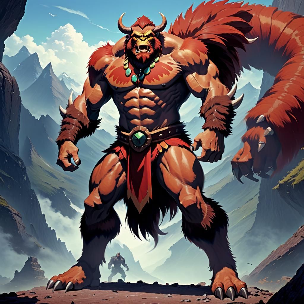 Fierce Beastman: AI-Generated Fantasy Creature