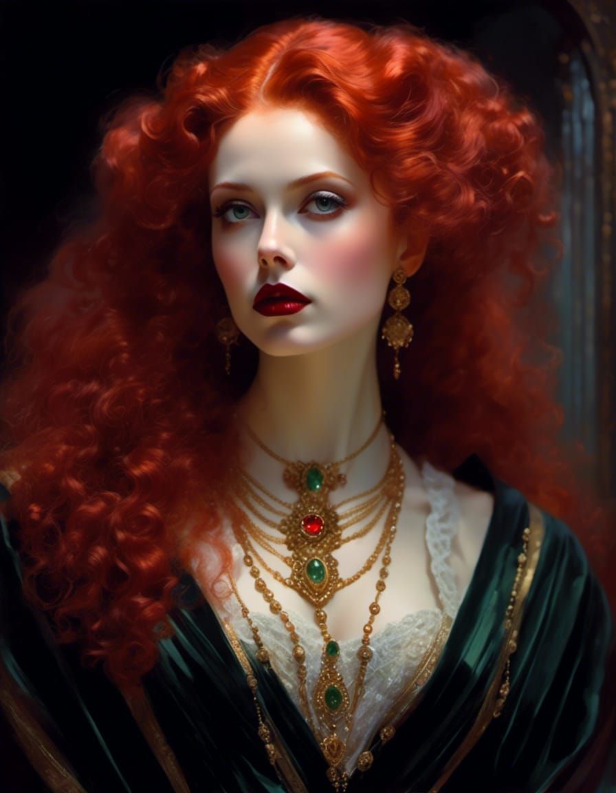 Futuristic Gothic Vampiress in Victorian Style