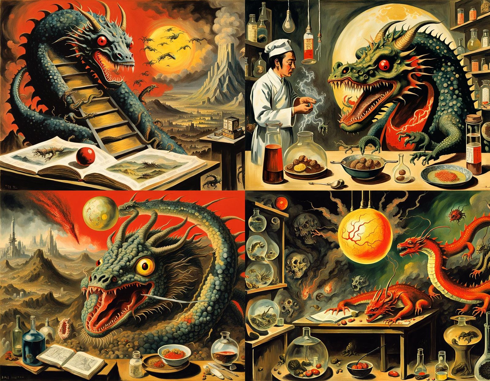 Dragon Zygote in Japanese Lab, Turner/Dali Style