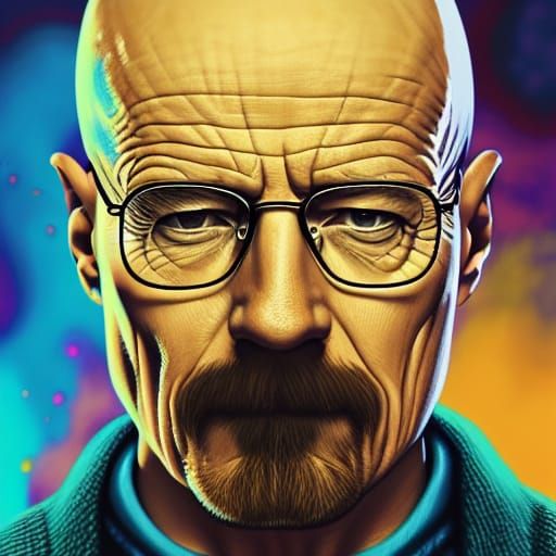 Psychedelic Walter White Portrait in Detailed Matte Painting