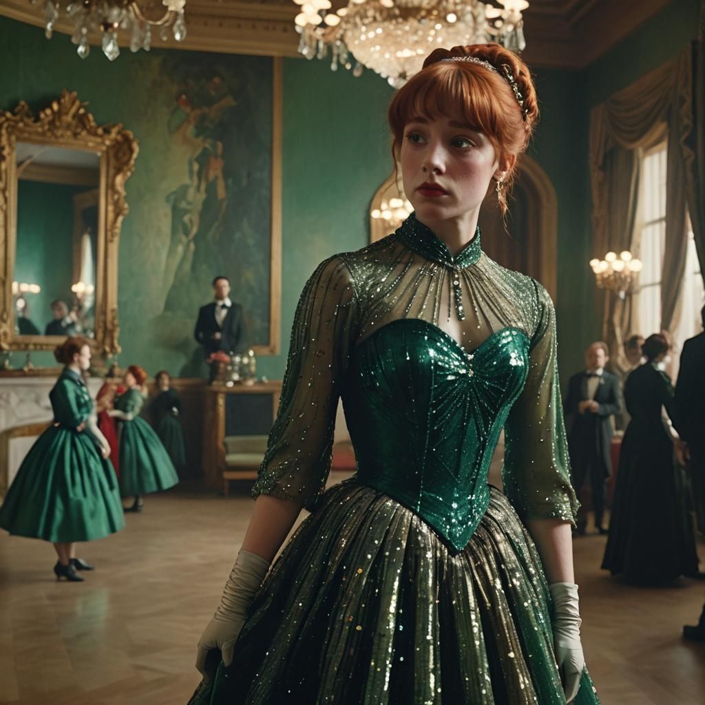 Elegant Woman in Ballroom, Painterly Style