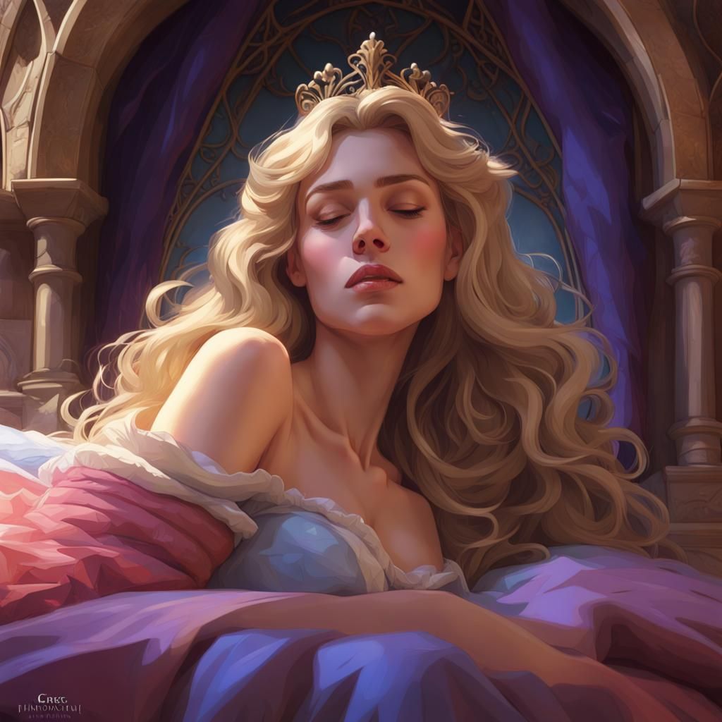 Sleeping Beauty Portrait in Art Nouveau Style
