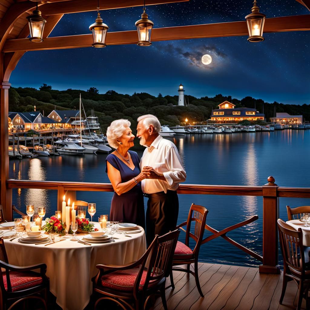 Romantic Waltz by the Marina at Night