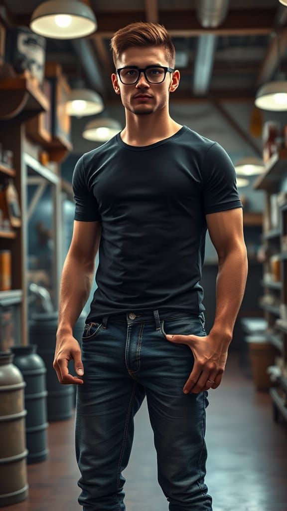 Athletic Young Man in a Nautical General Store