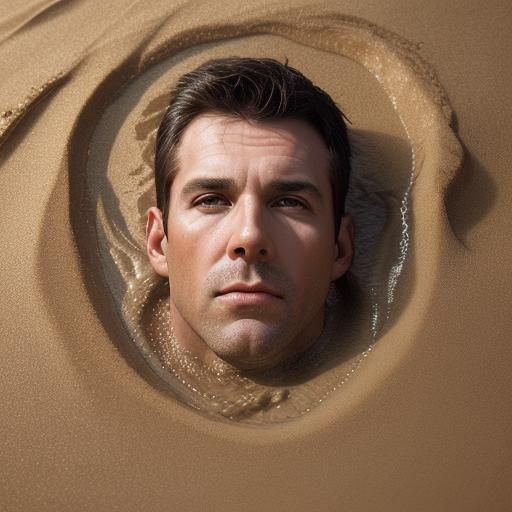 Male Cop Sinking in Quicksand: Professional Portrait