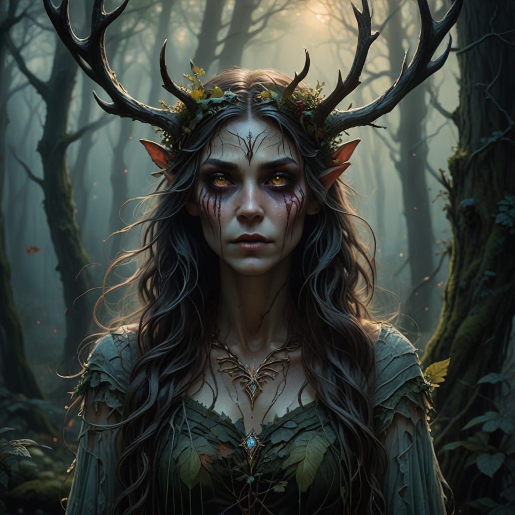 Dark Fantasy Forest Nymph in Ethereal Glow