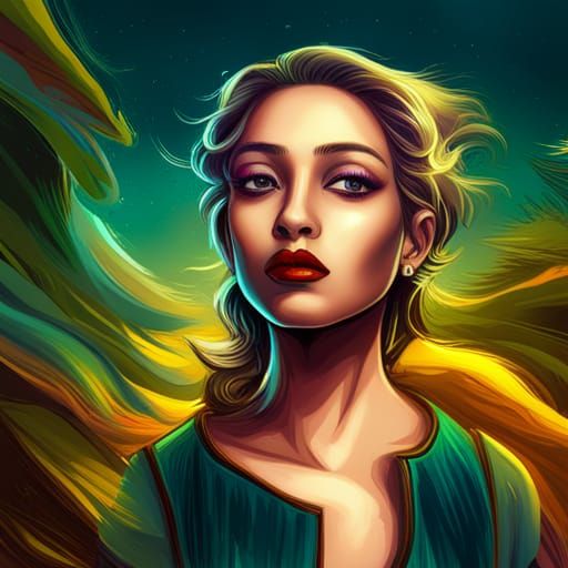 Manga-Style Portrait of Woman in Disco Pop Art