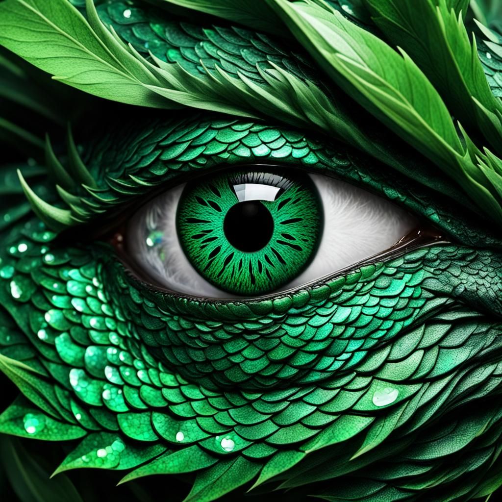Dragon Emerald Eye Reflecting Forest