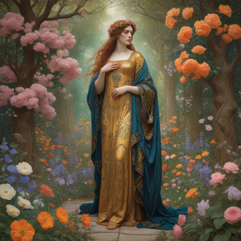 Greek Gods in Pre-Raphaelite Garden