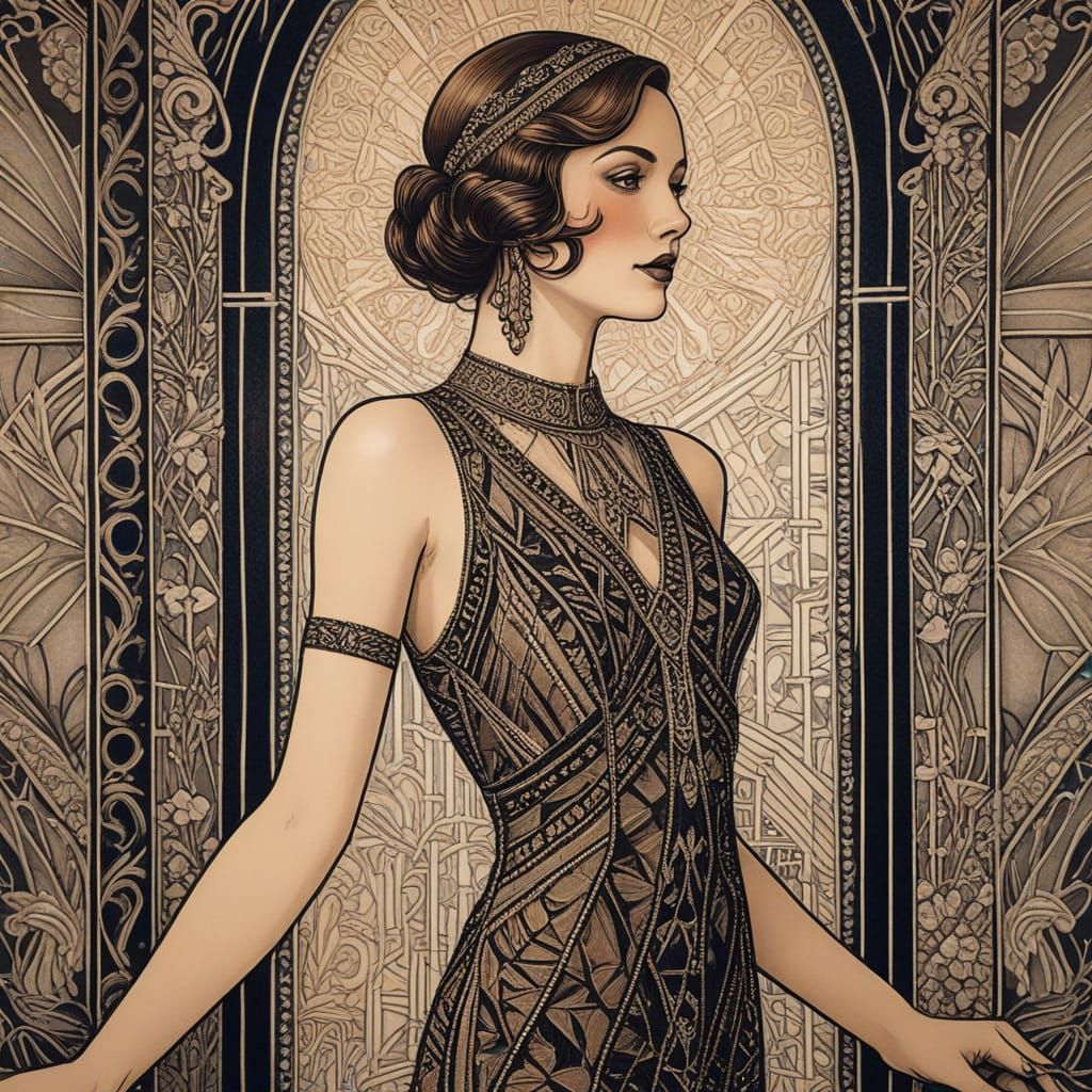 Elegant Art Deco Woman in Luxurious Setting