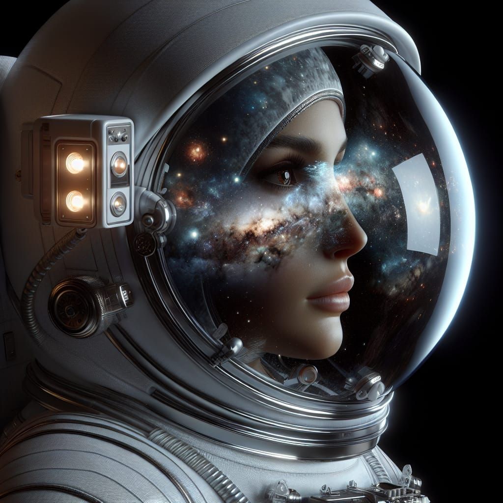 Astronaut Glimpse: Cosmic Reflection on Spacesuit Helmet