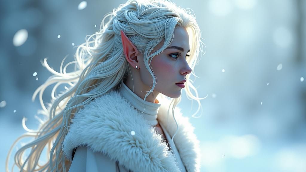 Icy Devil Woman in White: 3D Anime Art