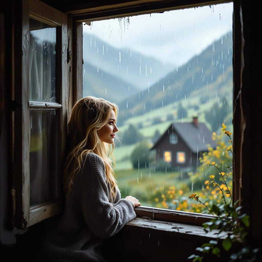 Cozy Cottage in Gentle Rain, Ethereal Atmosphere