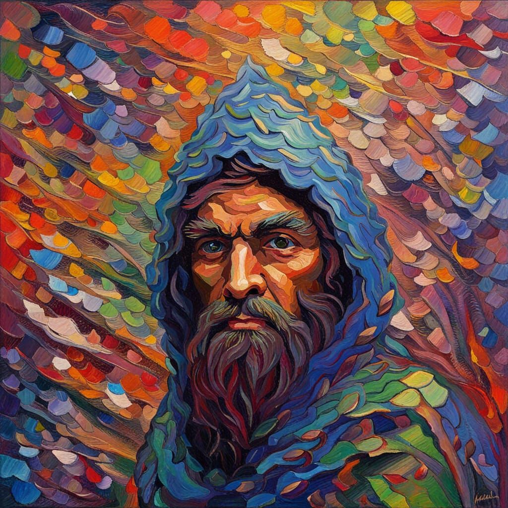 Merlin in Expressionist Neo-Impressionism Style
