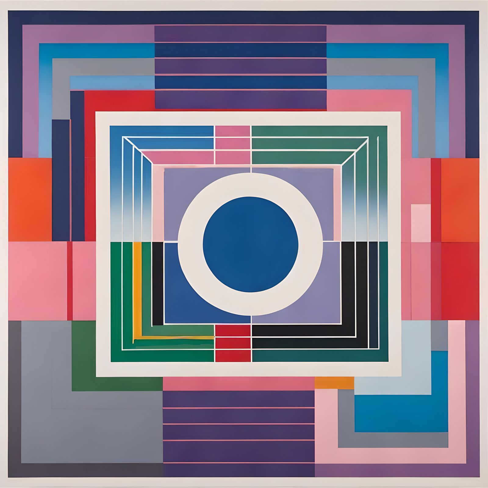 Geometric Concentric Squares in Color Field Style
