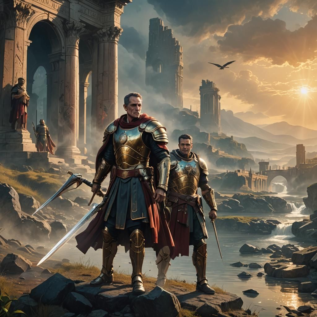 Julius Caesar at the Rubicon: Futuristic Concept Art