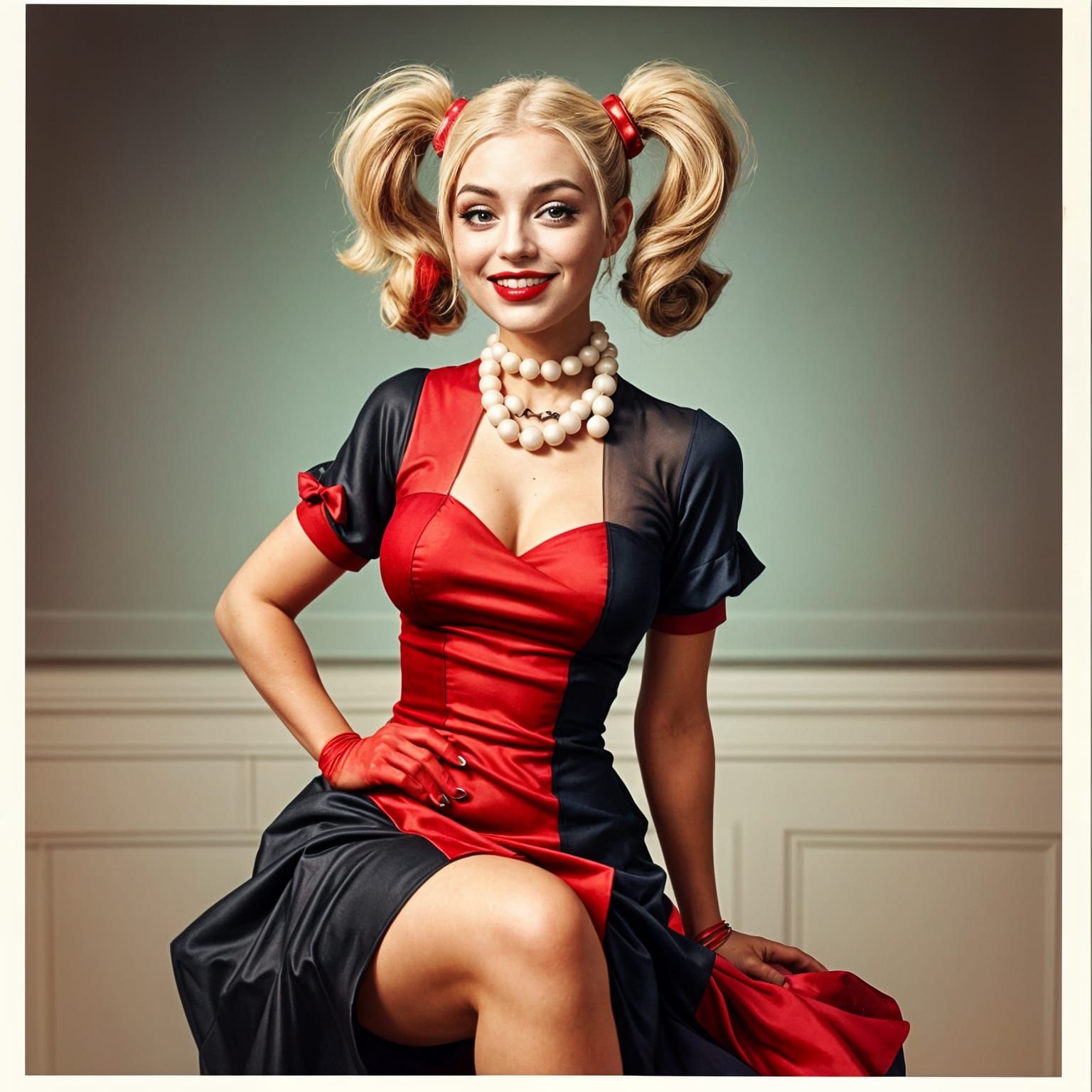 Harley Quinn as 1950s Pin-Up in Polaroid