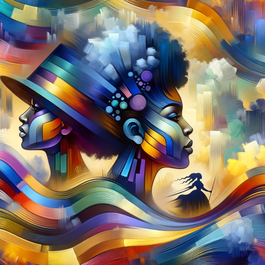 Powerful African American Women in Vibrant Surrealist Portra...