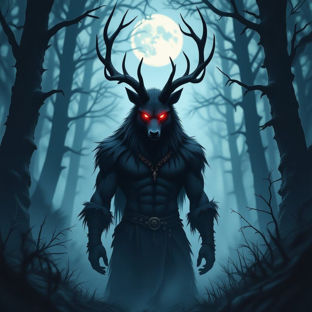Haunted Forest Creature Concept Art in Dark Fantasy Style