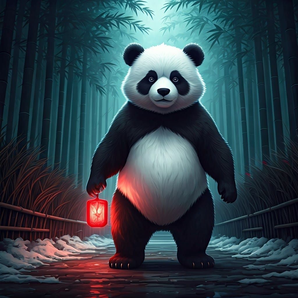 Panda Magic with Thor Power in Anime Style