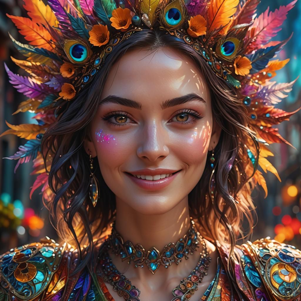 Seductive Woman in Vibrant Digital Art Landscape