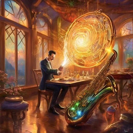 Nikola Tesla playing Saxophone π· in an restaurant