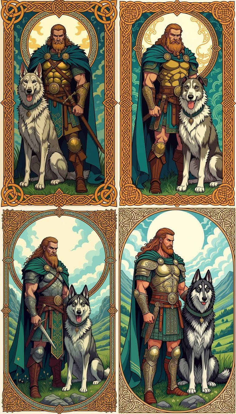 Cuchulain and Wolfhound: Fantasy Alcohol Ink Illustration