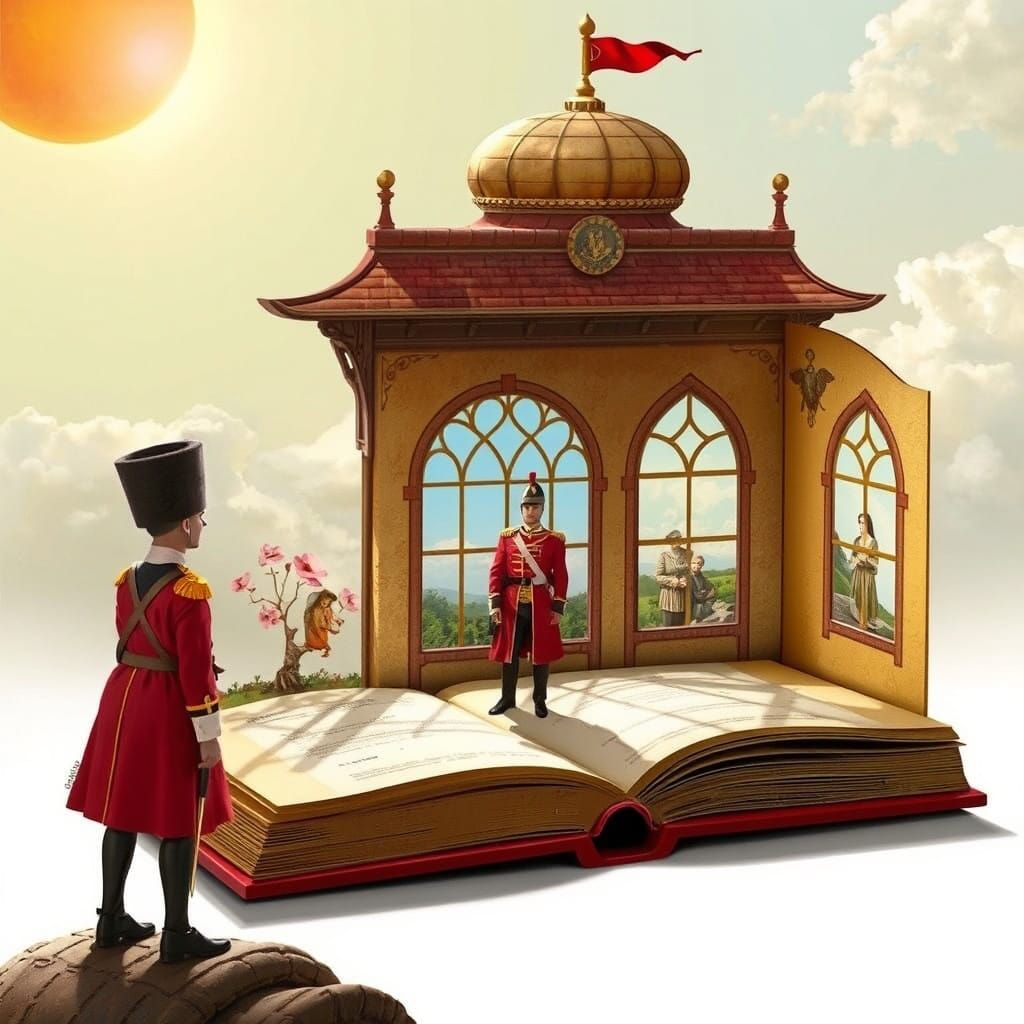 Surreal Palace Guard in Whimsical Digital Collage